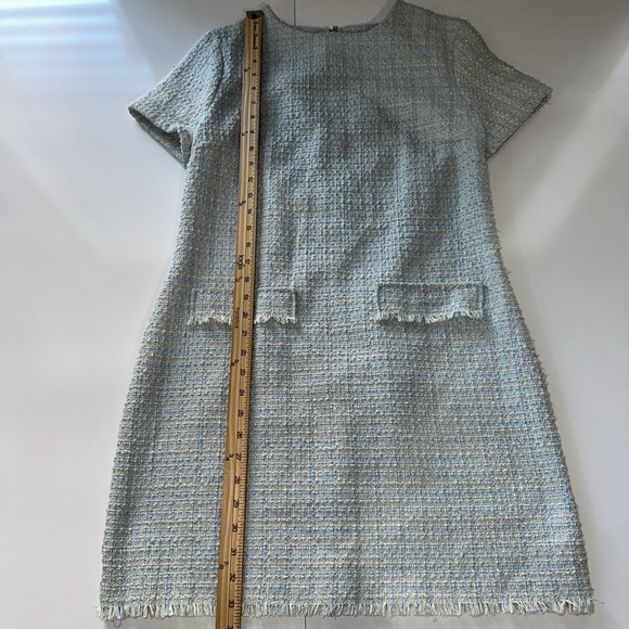 Bebop Women's Blue Cream Short Sleeve Tweed Dress Size Large - Picture 6 of 9